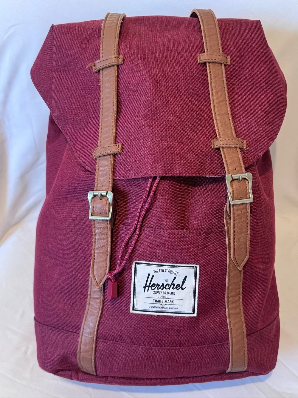 Herschel Supply Co. Retreat Backpack Laptop Bag Wine Red/Tan NWOT
